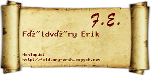 Földváry Erik névjegykártya