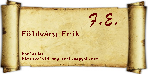 Földváry Erik névjegykártya